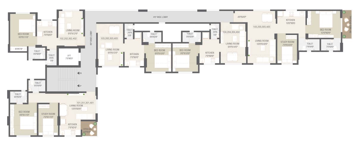 1st to 4th floor typical plan